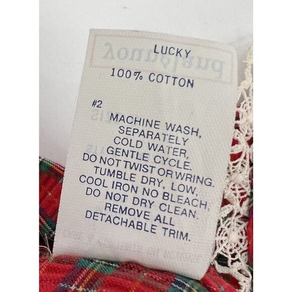 Vintage 80s Youngland Red Plaid Seersucker Dress Bows Lace Collar Size 8 USA - Picture 11 of 12